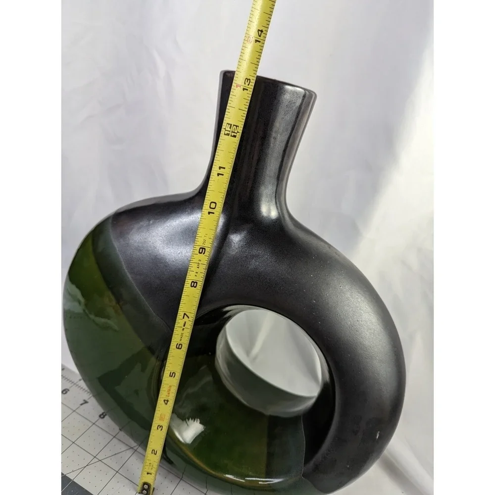 Pier 1 Green Black Large‎ Vase 13.5 Inch Tall